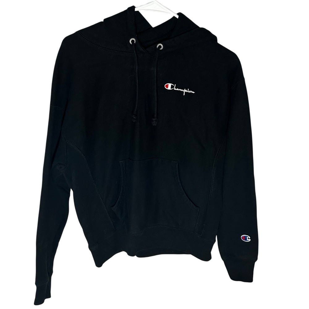 Champion Reverse Weave Heavyweight Black Hoodie Sweatshirt Women's Size Medium